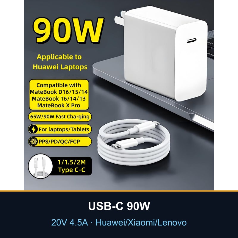 Sạc laptop USB-C 20V 4.5A 90W cho Huawei / Xiaomi / Lenovo / Honor (đời cũ)