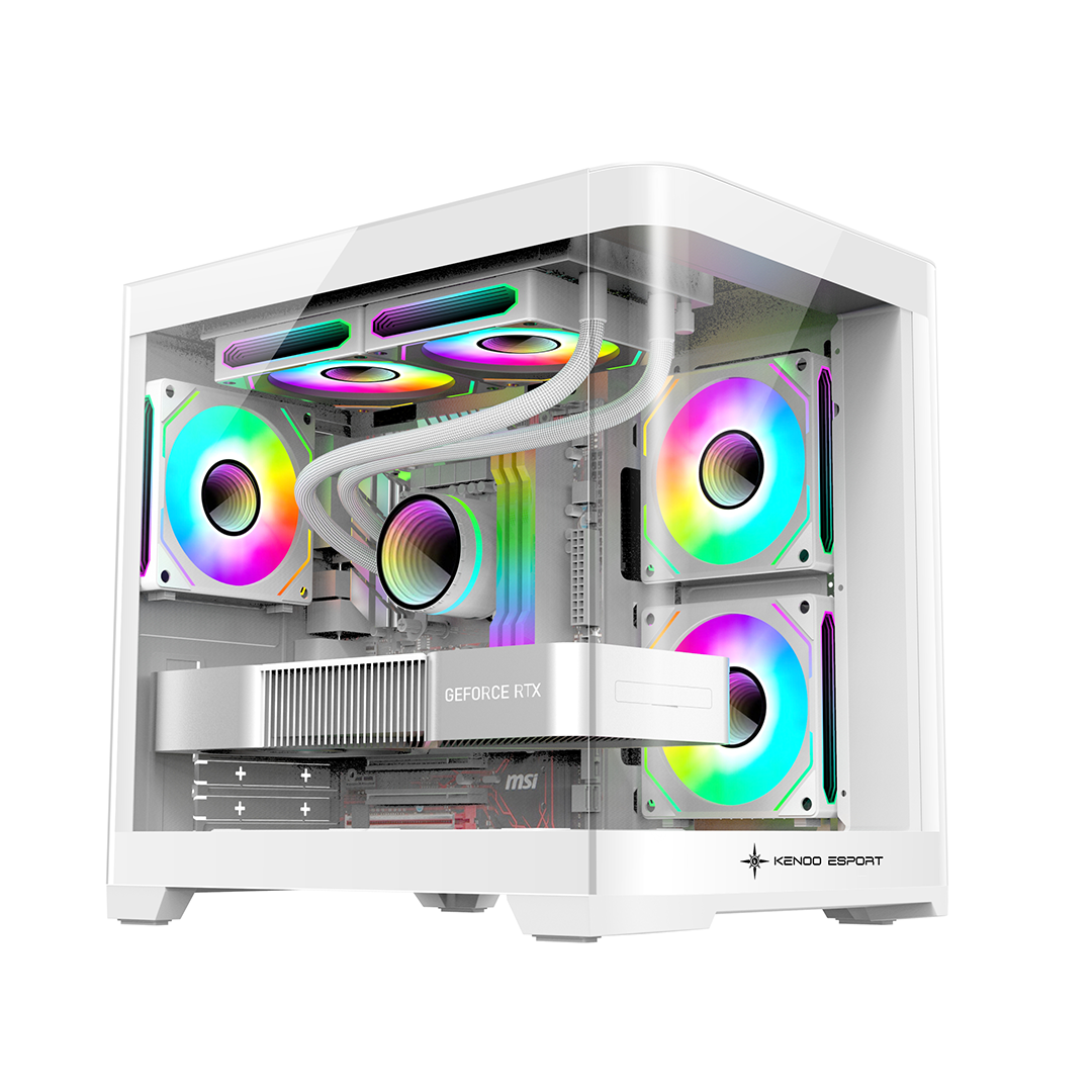 Vỏ Case Máy Tính KENOO ESPORT MK400 (MATX, Case Bể Cá, Kính Cong)